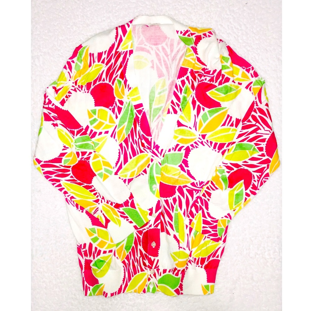 J.Crew Colorful Leaf V-Neck Cardigan